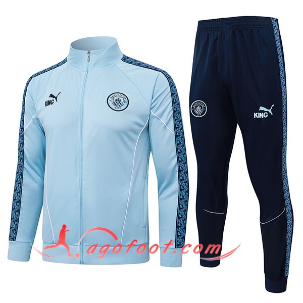 Ensemble Survetement de Foot Veste Manchester City Bleu Clair 2025/2026