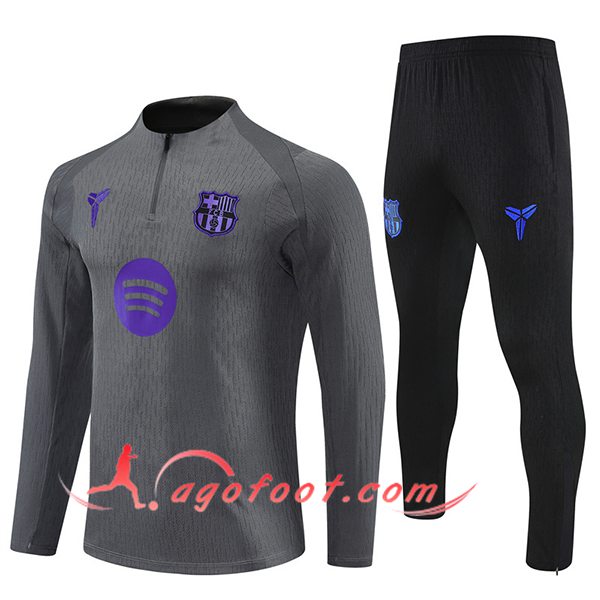 Ensemble Survetement de Foot FC Barcelone Gris/Pourpre 2025/2026