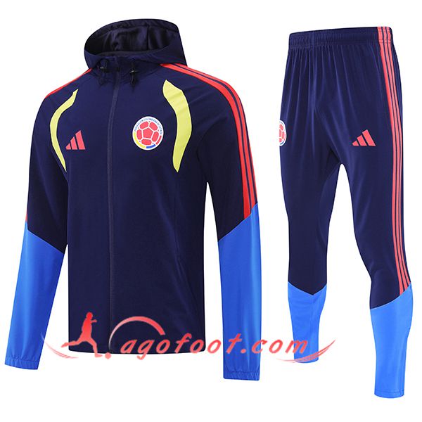 Ensemble Survetement Veste A Capuche Coupe-Vent Colombie Bleu Royal 2025/2026