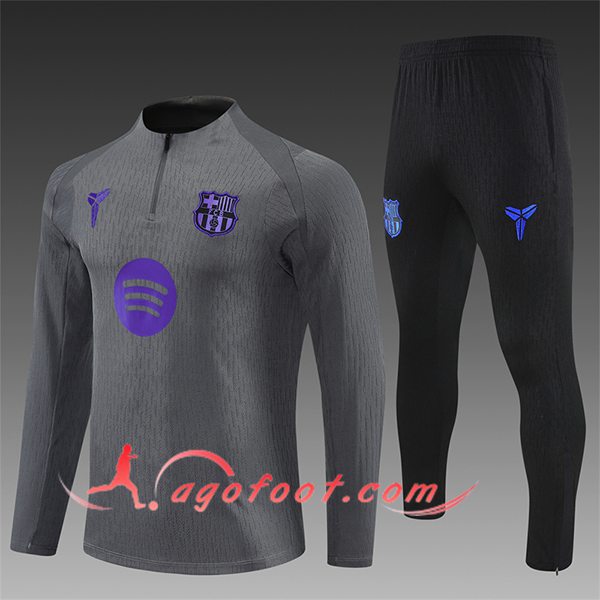 Ensemble Survetement de Foot FC Barcelone Enfant Gris/Pourpre 2025/2026