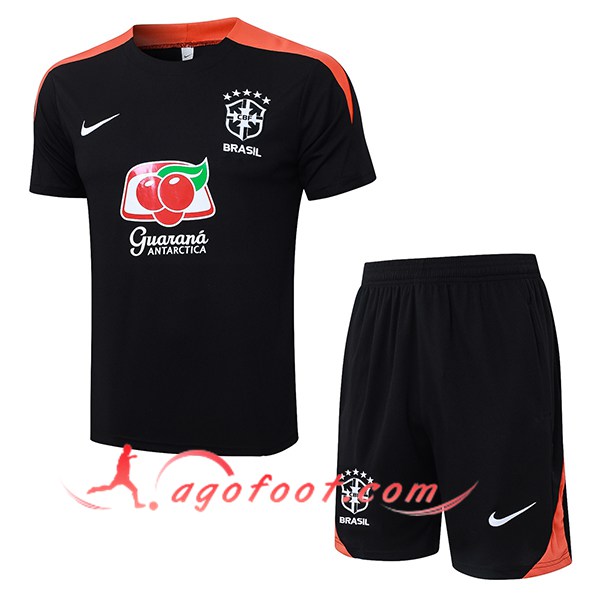 Ensemble Training T-Shirt Brésil Noir/Orange 2025/2026