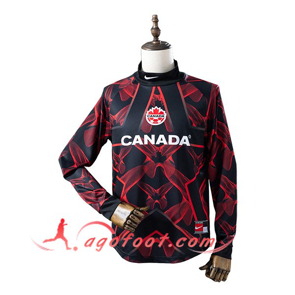 Maillot Equipe Foot Canada Manches Longues Gardien De But Noir/Rouge 2026/2027