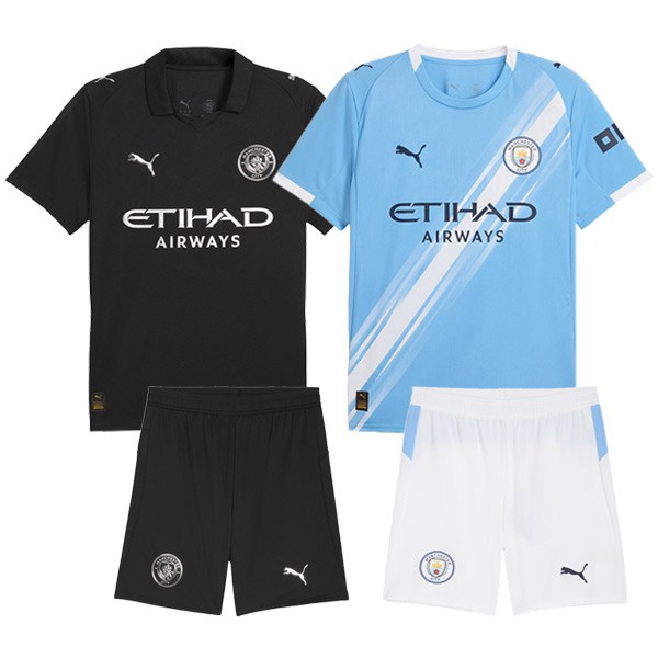 Maillot de Foot Manchester City Coffret Cadeau Promotionnel Domicile + Exterieur + Short 2025/2026