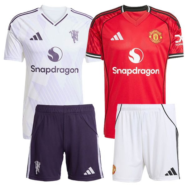 Maillot de Foot Manchester United Coffret Cadeau Promotionnel Domicile + Exterieur + Short 2025/2026