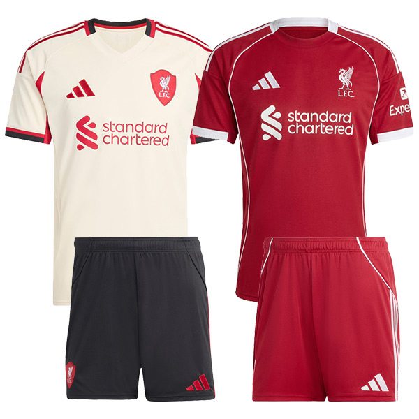 Maillot de Foot FC Liverpool Coffret Cadeau Promotionnel Domicile + Exterieur + Short 2025/2026