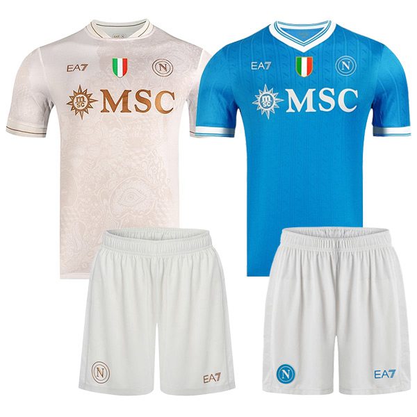 Maillot de Foot SSC Naples Coffret Cadeau Promotionnel Domicile + Exterieur + Short 2025/2026