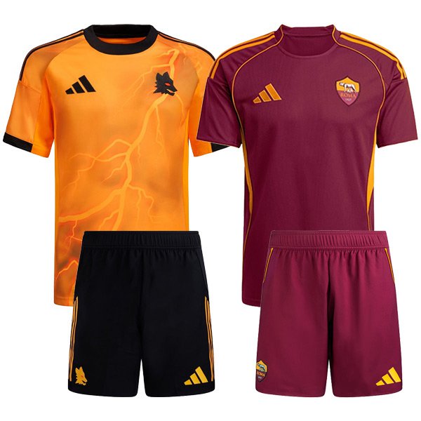 Maillot de Foot AS Rome Coffret Cadeau Promotionnel Domicile + Exterieur + Short 2025/2026