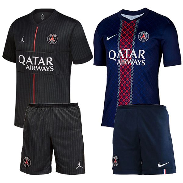 Maillot de Foot PSG Coffret Cadeau Promotionnel Domicile + Exterieur + Short 2025/2026