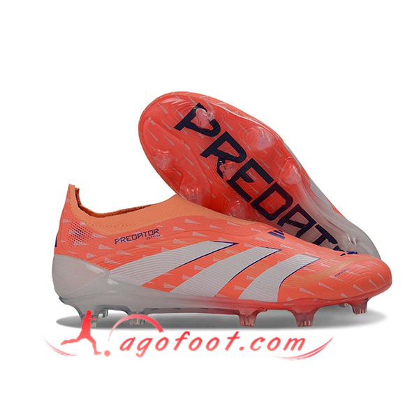 Adidas Chaussures de Foot 25 Predator Elite LL FG Orange/Blanc -02