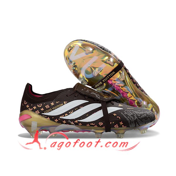 Adidas Chaussures de Foot 26 Predator Elite Tongue FG Brun/Blanc/Jaune