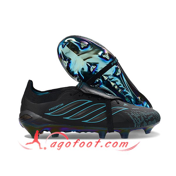 Adidas Chaussures de Foot 26 Predator Elite Tongue FG Noir/Bleu