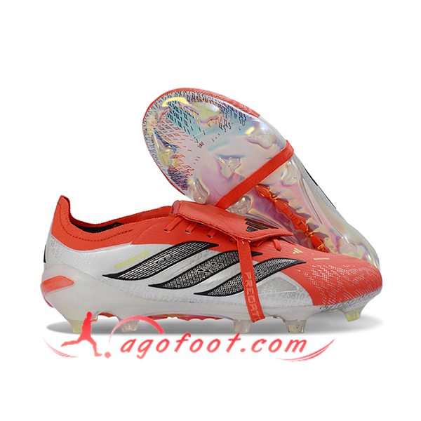 Adidas Chaussures de Foot 26 Predator Elite Tongue FG Blanc/Orange/Gris