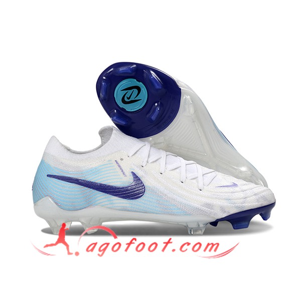 Nike Chaussures de Foot Phantom Luna Elite NU FG Blanc/Bleu/Pourpre -02