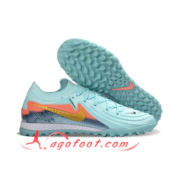 Nike Chaussures de Foot Phantom GX II EliteTF Bleu/Orange/Jaune