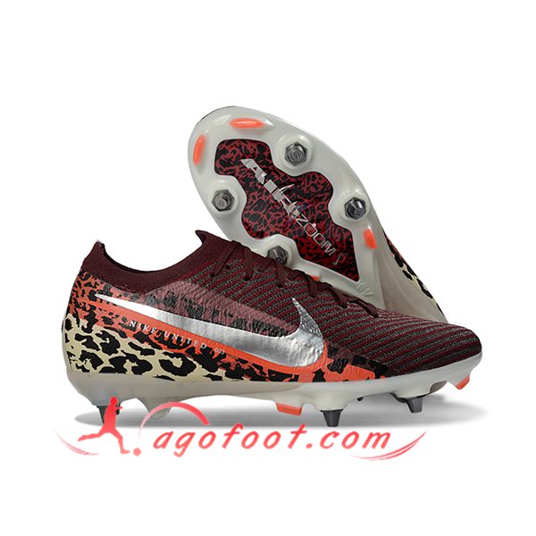 Nike Chaussures de Foot AIR ZOOM MERCURIAL VAPOR XVI ELITE SG-PRO Brun/Gris/Orange