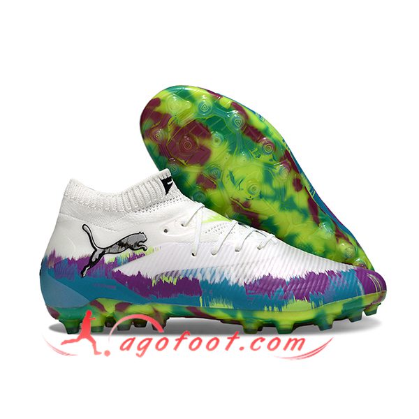 PUMA Chaussures de Foot FUTURE 8 ULTIMATE AG Blanc/Bleu/Pourpre