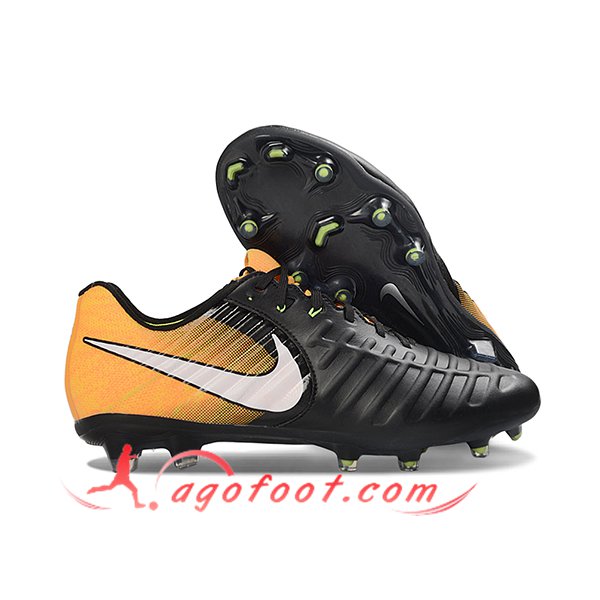Nike Chaussures de Foot Tiempo Legend VII Elite LUXE FG Noir/Blanc/Jaune