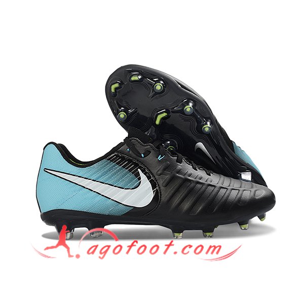 Nike Chaussures de Foot Tiempo Legend VII Elite LUXE FG Noir/Blanc/Bleu