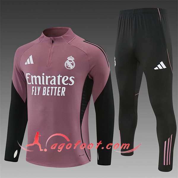 Ensemble Survetement de Foot Real Madrid Enfant Pourpre/Noir 2025/2026