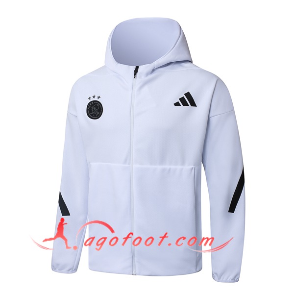 Veste A Capuche Ajax Blanc/Noir 2025/2026