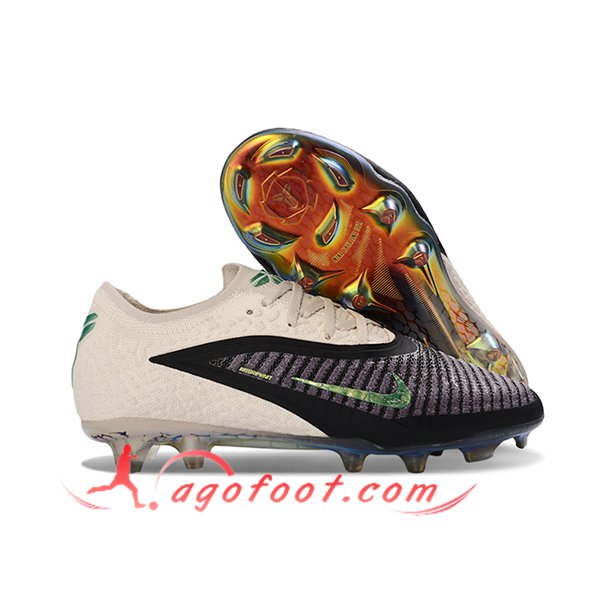Nike Chaussures de Foot Phantom GX III Elite FG Beige/Noir/Vert