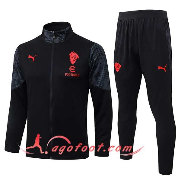 Ensemble Survetement de Foot Veste Milan AC Noir/Gris 2025/2026