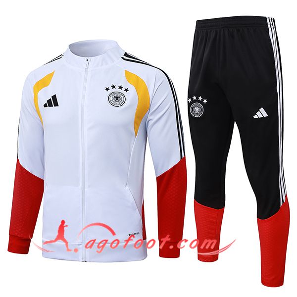 Ensemble Survetement de Foot Veste Allemagne Blanc/Rouge 2025/2026