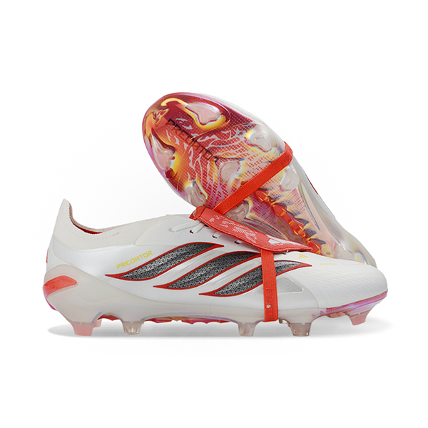 Adidas Chaussures de Foot 26 Predator Elite Tongue FG Blanc/Orange/Gris