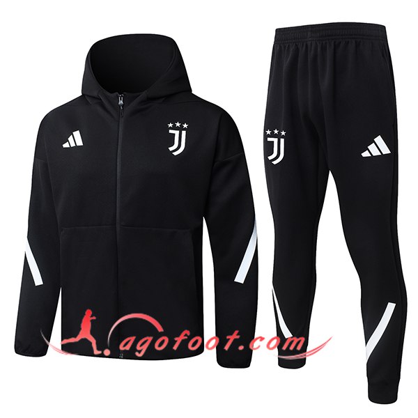 Ensemble Survetement Veste A Capuche Coupe-Vent Juventus Noir/Blanc 2026/2027