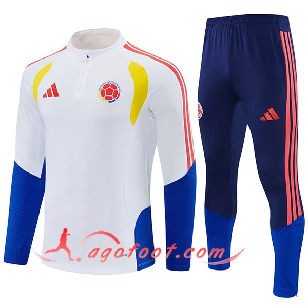 Ensemble Survetement de Foot Colombie Blanc/Orange/Bleu 2026/2027