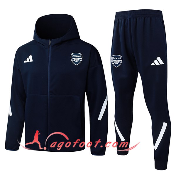 Ensemble Survetement Veste A Capuche Coupe-Vent Arsenal Bleu Royal 2025/2026