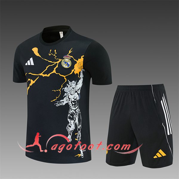 Ensemble Training T-Shirt Real Madrid Enfant Noir/Jaune 2025/2026