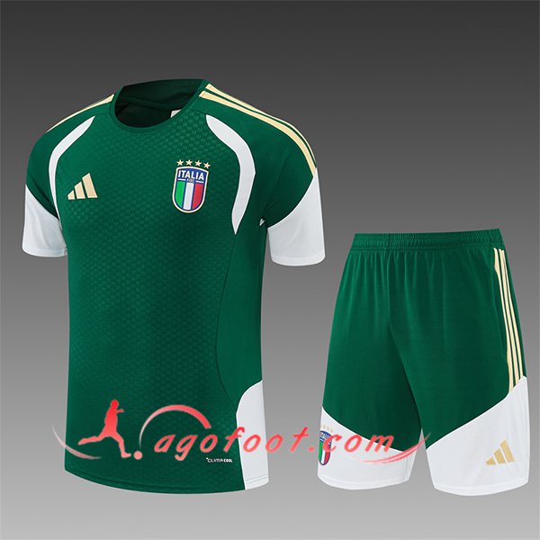 Ensemble Training T-Shirt Italie Enfant Vert/Blanc/Jaune 2025/2026