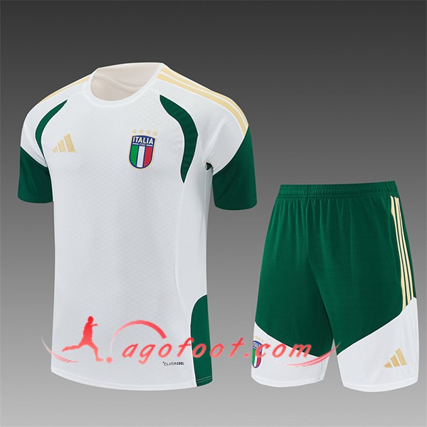 Ensemble Training T-Shirt Italie Enfant Blanc/Vert/Jaune 2025/2026