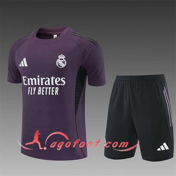 Ensemble Training T-Shirt Real Madrid Enfant Pourpre/Noir 2025/2026