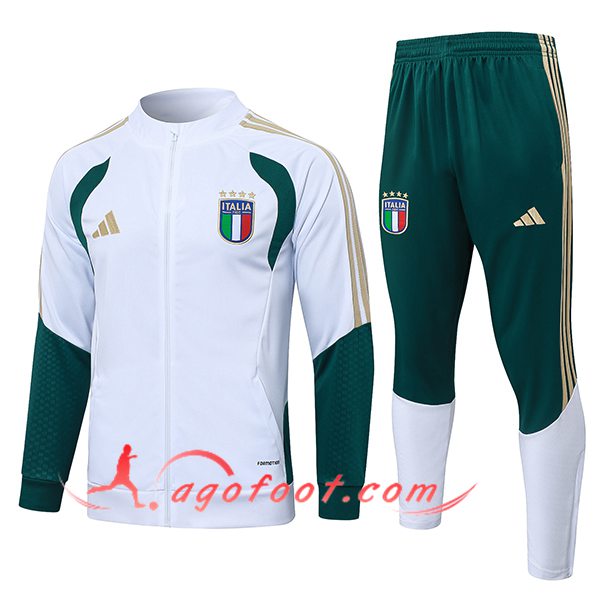 Ensemble Survetement de Foot Veste Italie Blanc/Vert/Jaune 2026/2027