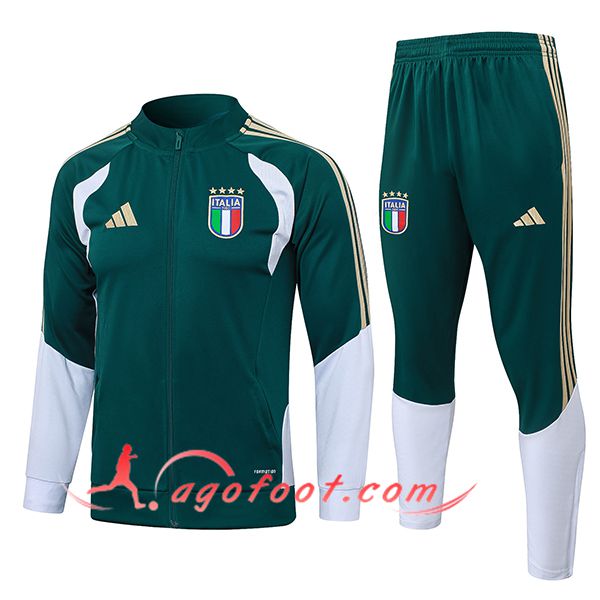 Ensemble Survetement de Foot Veste Italie Vert/Jaune/Blanc 2026/2027