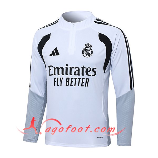 Sweatshirt Training Real Madrid Blanc/Gris/Noir 2026/2027