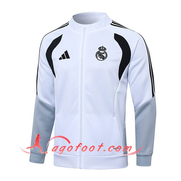 Veste Foot Real Madrid Blanc/Gris/Noir 2026/2027