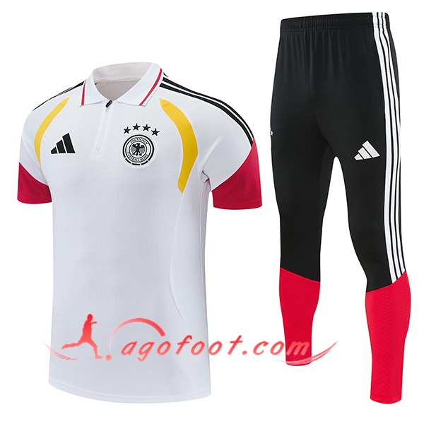 Ensemble Polo Foot Allemagne Blanc/Rouge/Jaune 2026/2027