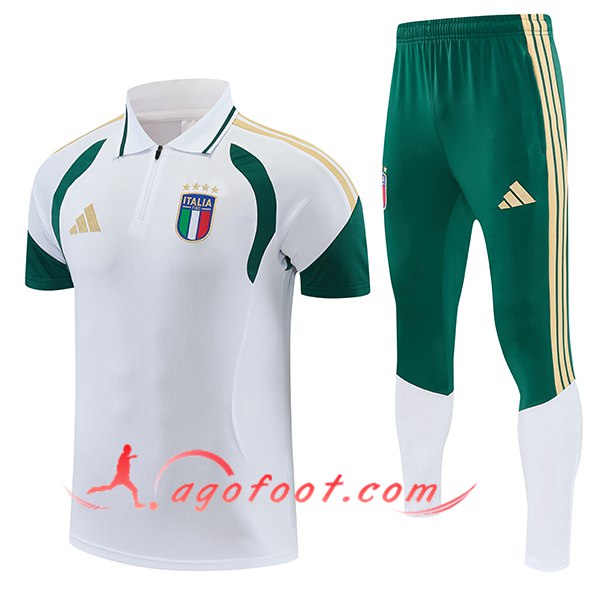 Ensemble Polo Foot Italie Blanc/Vert/Jaune 2026/2027