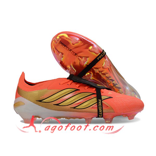 Adidas Chaussures de Foot 26 Predator Elite Tongue FG Orange/Jaune/Noir