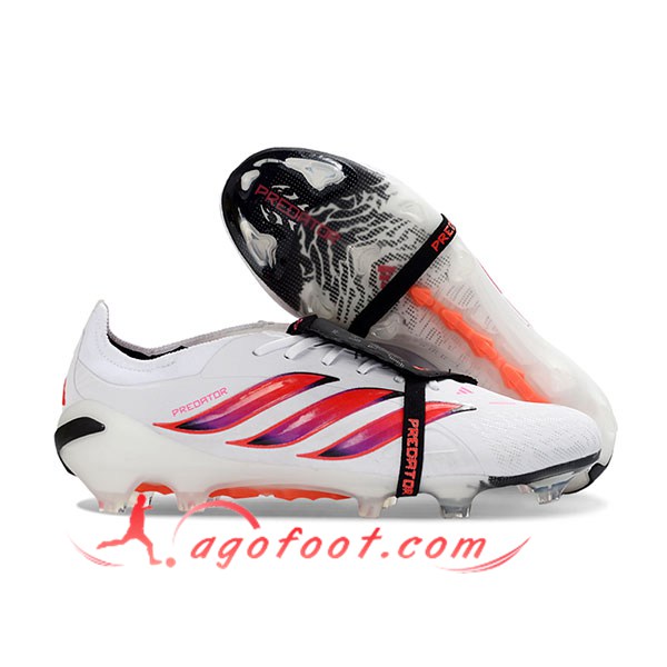 Adidas Chaussures de Foot 26 Predator Elite Tongue FG Blanc -02