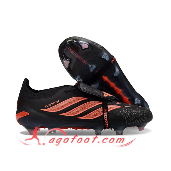 Adidas Chaussures de Foot 26 Predator Elite Tongue FG Noir/Orange