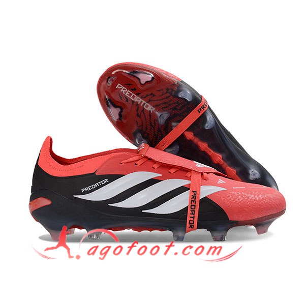 Adidas Chaussures de Foot 26 Predator Elite Tongue FG Orange/Noir/Blanc -02