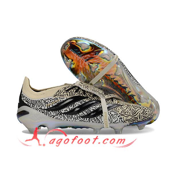 Adidas Chaussures de Foot 26 Predator Elite Tongue FG Noir/Jaune/Blanc