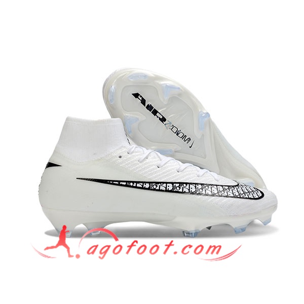 Nike Chaussures de Foot Air Zoom Mercurial Superfly IIX Elite FG Blanc/Noir