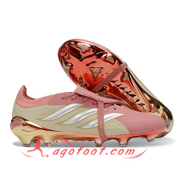 Adidas Chaussures de Foot 26 Predator Elite Tongue FG Rose/Jaune