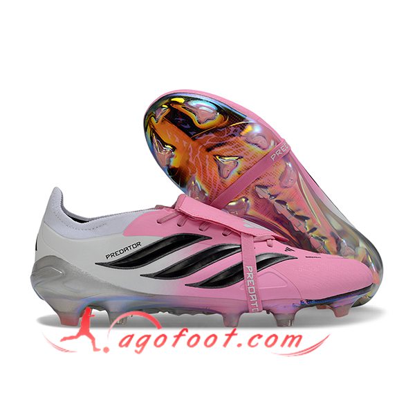 Adidas Chaussures de Foot 26 Predator Elite Tongue FG Rose/Blanc/Noir