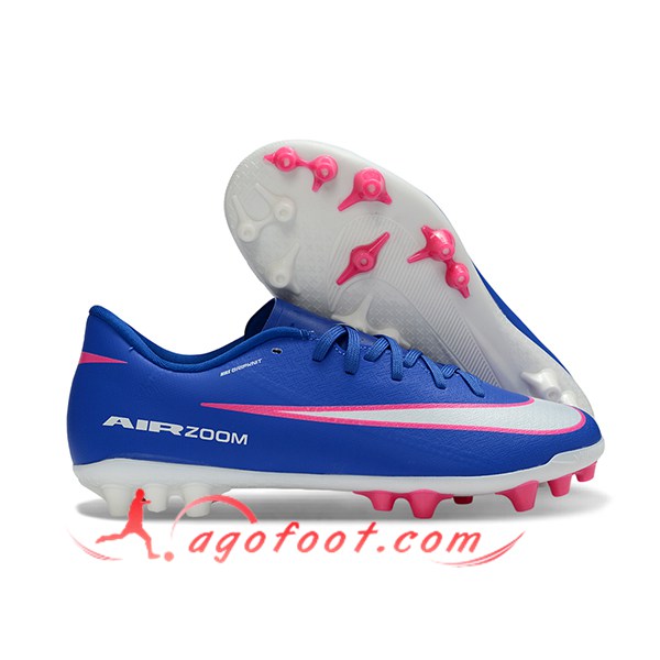 Nike Chaussures de Foot AIR ZOOM MERCURIAL VAPOR XVI ACADEMY X MBAPPE AG Bleu/Blanc/Rose